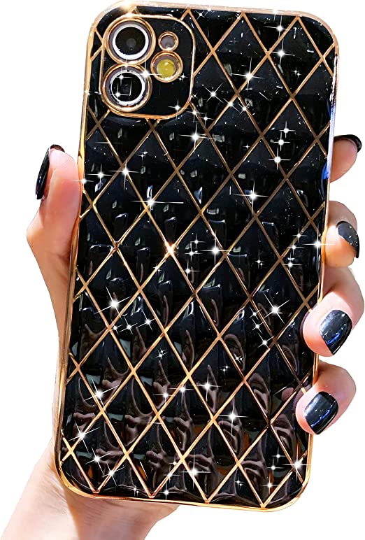 Photo 1 of BUNDLE OF (2 ITEMS) FOR IPHONE 11 GLITTER PHONE CASE: PROTECTIVE STYLISH BLING SPARKLE CASES,DUAL LAYER HYBIRD DROP PROTECTION SHOCKPROOF PHONE COVER (BLACK) 
