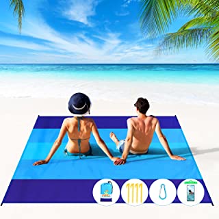 Photo 1 of 2022 NEW UPGRADED BEACH BLANKET WATERPROOF SANDPROOF, OVERSIZED BEACH MAT FOR 4-7 ADULTS WITH 6 STAKES, LIGHTWEIGHT & QUIK DRYING BEACH BLANKET FOR TRAVEL,CAMPING,HIKING,PICNIC