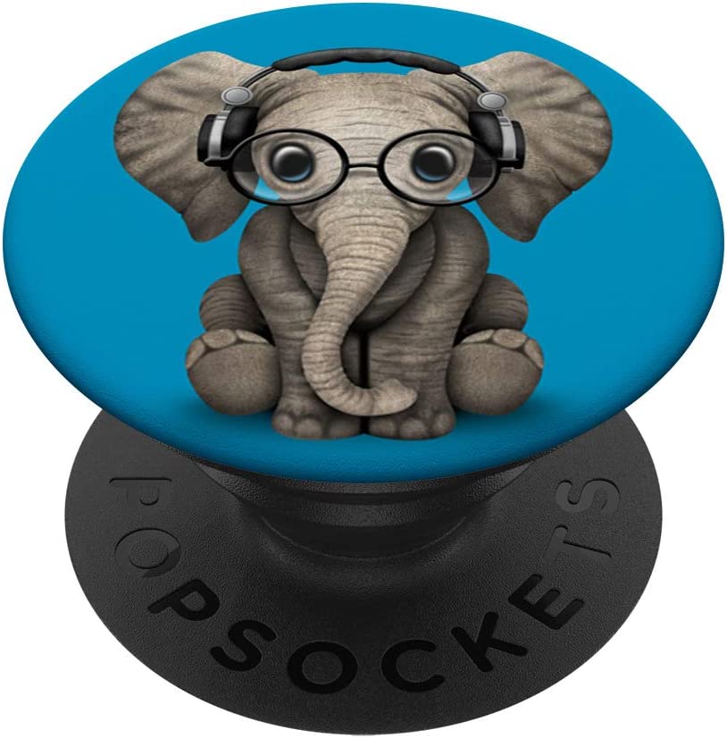 Photo 1 of Cute Baby Elephant Pop Socket Glasses Blue PopSockets Swappable PopGrip
