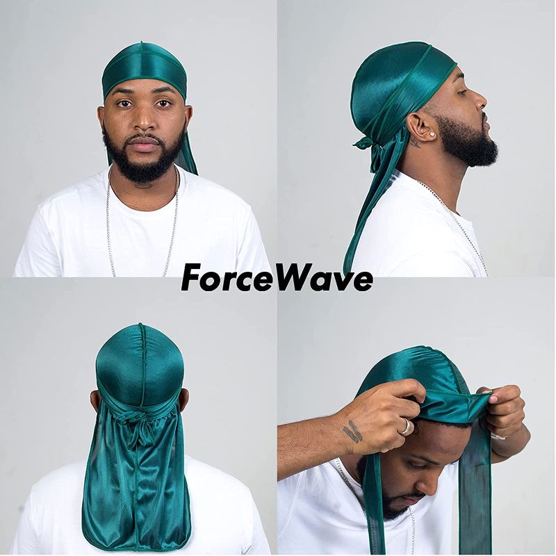 Photo 1 of 8 Pieces Silky Durags Long Tail for Women Men Satin Durag 360 wave?Dorag, 10 Colors
