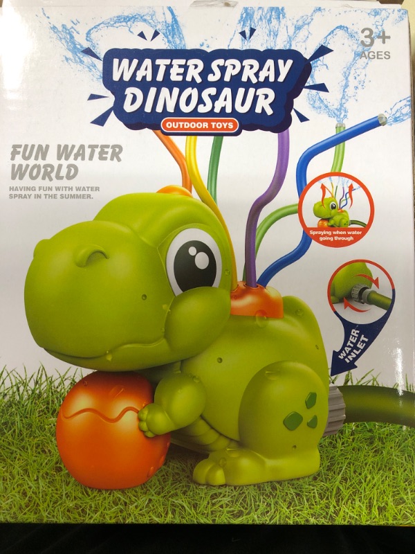 Photo 3 of 2022 Newest Dinosaur Outdoor Water Sprinkler for Kids Backyard Spinning Sprinkler Toy Wiggle Tubes Spray Splashing Fun for Summer Sprays Up to 8ft High Attaches to Garden Hose Lawn Summer Water Toy
