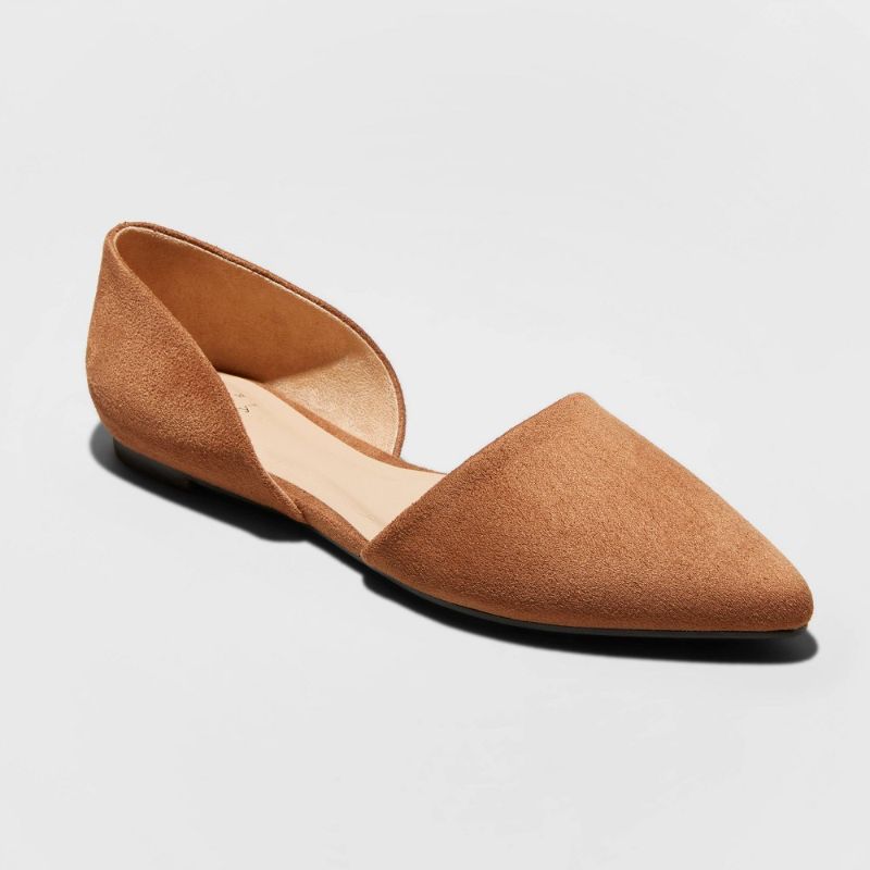 Photo 1 of Women's Rebecca Microsuede Pointed Ballet Flats - a New Day Cognac 8.5, Women's, Brown
