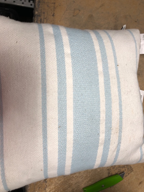 Photo 2 of 18" X 18" Variegated Stripe Indoor/Outdoor Square Throw Pillow /Cream - Hearth & Hand™ with Magnolia
