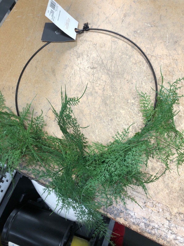 Photo 2 of 18 Asymmetrical Faux Fern Wire Wreath - Hearth  Hand with Magnolia