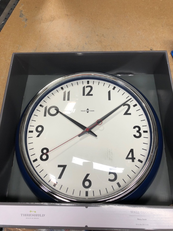 Photo 2 of 14" Schoolhouse Wall Clock Navy - Threshold