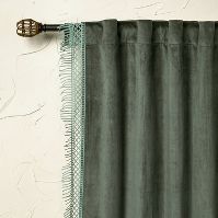 Photo 1 of 1pc Light Filtering Velvet Macrame Trim Window Curtain Panel - Opalhouse™ designed with Jungalow™

