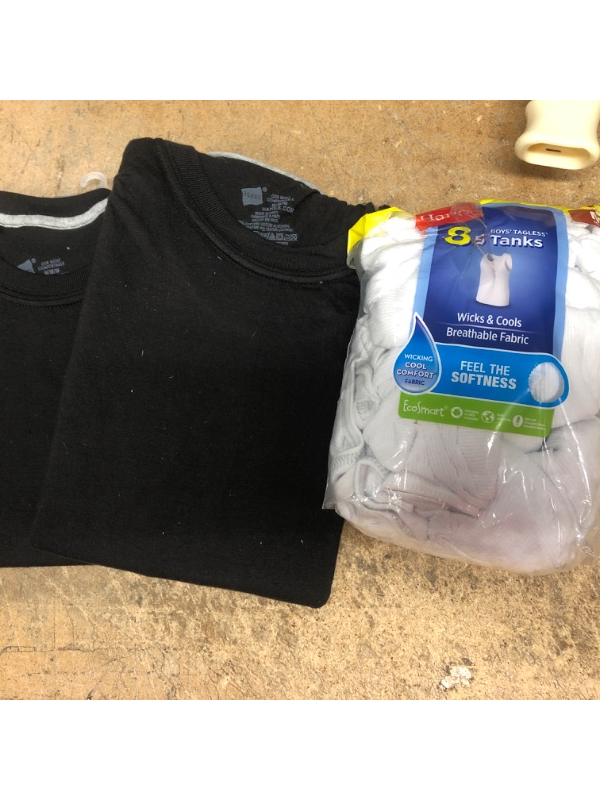 Photo 1 of BUNDLE OF 3 MENS MEDIUM SHIRTS, PACK OF MED TANKS , 2 BLACK HANES 