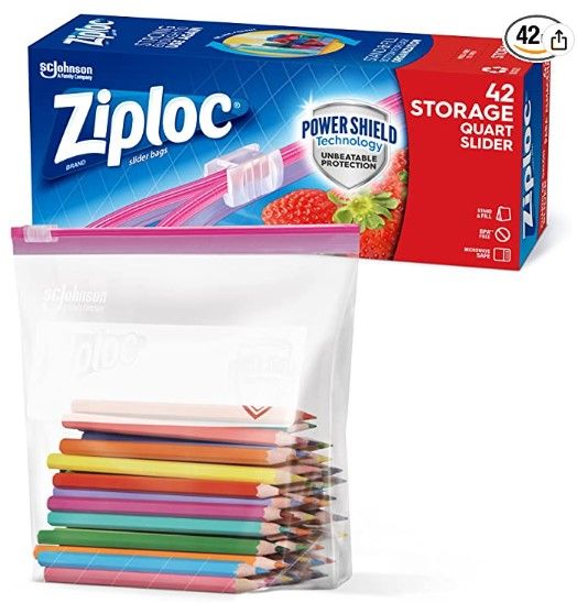 Photo 1 of (x9) Ziploc Quart Food Storage Slider Bags, Power Shield Technology for More Durability, 42 Count
