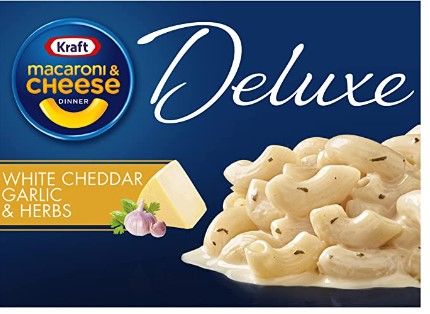Photo 1 of (X5) Kraft Deluxe White Cheddar & Garlic & Herbs Macaroni & Cheese Dinner, 11.9 oz Box
EX: 09/27/2022