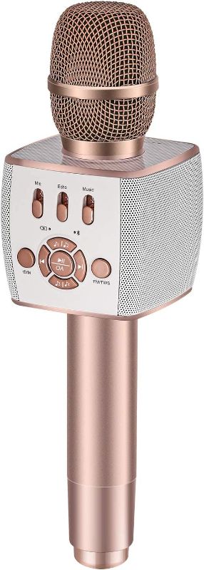 Photo 1 of BONAOK Bluetooth Wireless Karaoke Microphone,Portable Karaoke Machine with Duet Sing for Car/Party/PC/All Smartphones X39 Rose Gold
