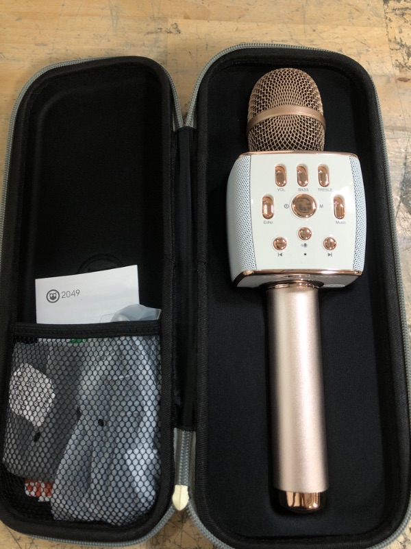 Photo 2 of BONAOK Bluetooth Wireless Karaoke Microphone,Portable Karaoke Machine with Duet Sing for Car/Party/PC/All Smartphones X39 Rose Gold
