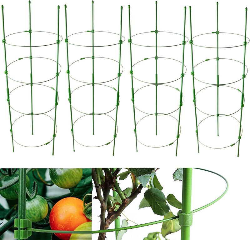 Photo 1 of Adjustable Tomato Cage Plant Support Cages 3618 Inches Garden Cucumber Trellis Plant Stake with 4 Adjustable Ring, Support Rings for Vegetables Flowers Fruit, Rose Vine Climbing Plants ?9 Pack ?
