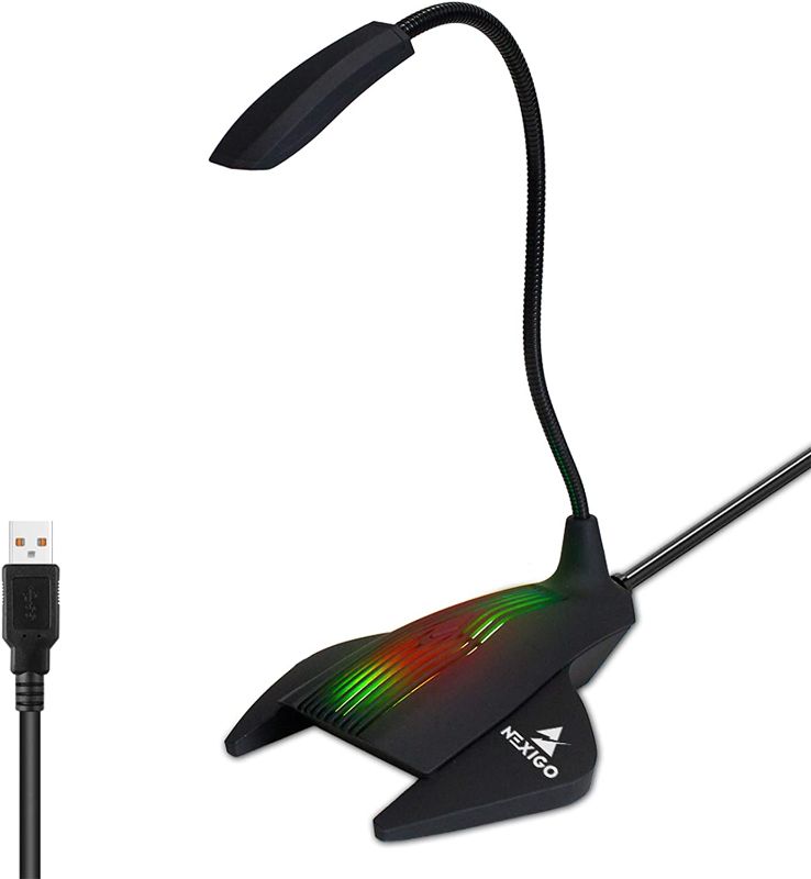 Photo 1 of NexiGo USB Computer Microphone, Desktop Microphone with Adjustable Gooseneck and LED Indicator, Compatible with Windows/Mac/Laptop/Desktop, Ideal for YouTube, Skype, Zoom, Gaming Streaming
