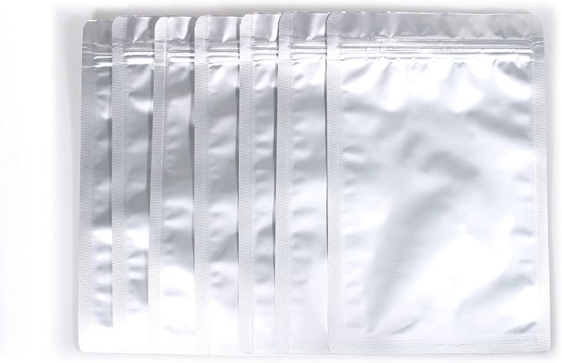 Photo 1 of (X2) DSM&T Mylar Ziplock Bags For Long Term Food Storage Silver (5x8 inch - 100pcs)
