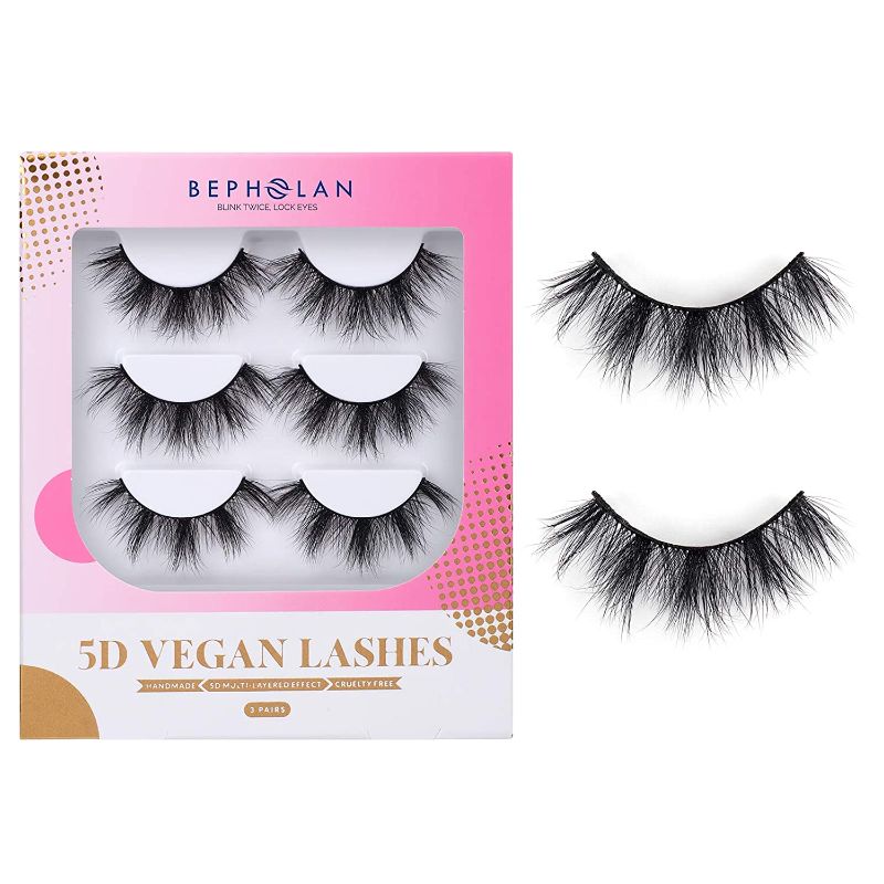 Photo 1 of (X4) BEPHOLAN False Eyelashes|3 Pairs Different Styles Faux Mink Fake Eyelashes|5D Multi-Layerd Effect|100% Handmade & Cruelty Free| Super Light Comfortable To Wear| Vegan Lashes XMZ271
