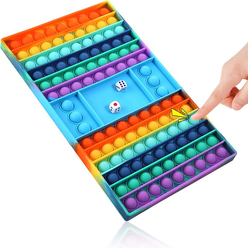 Photo 1 of (X4) NDESYDAI Big Pop Kids Game Fidget Toy, Rainbow Pop Chess Board Popper Dice Toy, Large Push Bubble Fidget Sensory Toy, Gifts Autism Sensory Pop Jumbo Toy Games for Kids
