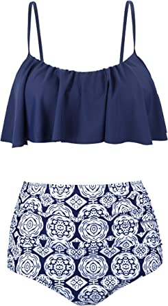 Photo 1 of Angerella Womens High Waisted Bikini Flounce Top Bathing Suits Swimwear - XXL
