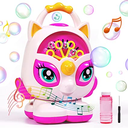 Photo 1 of Bubble Machine Toy for Kids Toddlers - Outdoor Automatic Unicorn Bubbles Blower / Battery Operated Electric Bubble Blowing Maker for Wedding Birthday Party Outside
