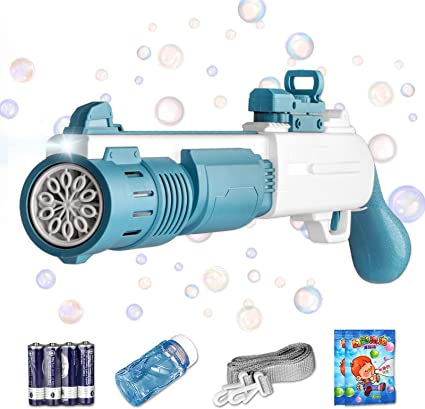 Photo 1 of Bubble Gun for Kids Bazooka Bubble Machine Gun Automatic Bubble Machine with Colorful Lights Toys for Birthday Wedding Outdoor Party Favors Gift with Bubble Solution for Kids Adult
