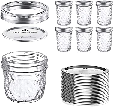 Photo 1 of 4oz Mason Jars With Lids, (A Set of 20, 60 Lids) Ideal for Jam, Honey, Wedding Favors, Shower Favors, Baby Foods, DIY Magnetic Spice Jars, Mini Spice Jars For Kitchen
