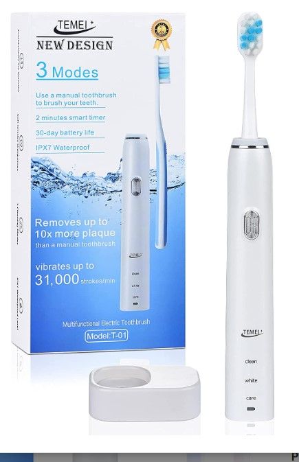 Photo 1 of * FACTORY SEAL* TEMEI Electric Toothbrush for Adults, Rechargeable Automatic Sonic Power Tooth Brush, 31000 VPM Motor, 2-Minute Smart Timer, 30-Second Zone Change Reminder, 
