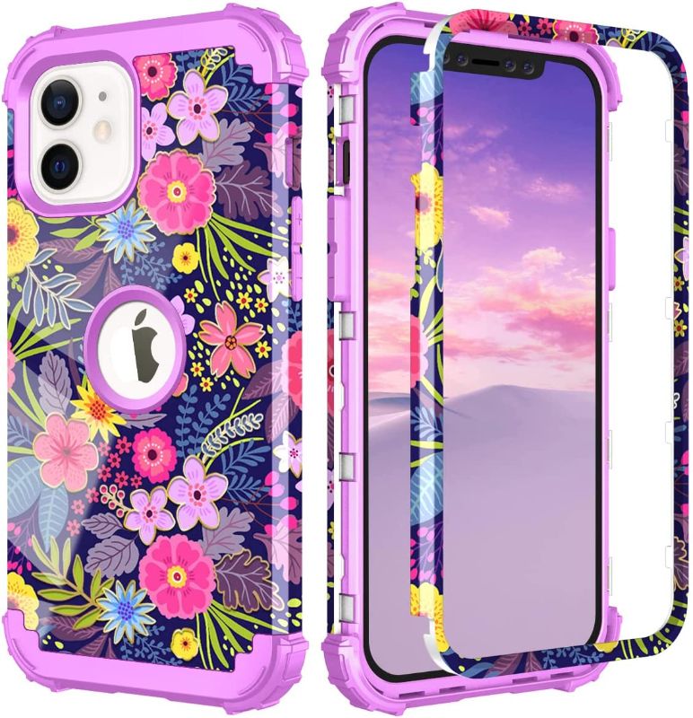 Photo 1 of  * BUNDLE OF 6 PHONE CASES & 1 SMART WATCH CASE * VZHOGTNEG Compatible with iPhone 12/12 pro case, Heavy Duty 3 Layer Full-Body Shockproof Protective Hybrid Rubber Case Flower (for iPhone 12/12 pro 6.1 inch)
* ALL DIFFRENT PHONE SIZE*
