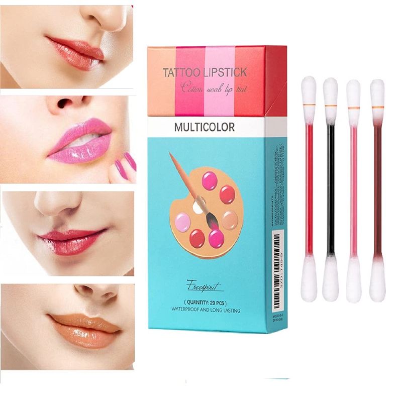 Photo 1 of *BUNDLE OF 2*Tattoo Lipstick,20 PCS Tattoo Lipstick Cotton Swab,Portable Lip Tint,Long-Lasting Durable Waterproof Liquid Non-Stick Lip Tint,Easy to Carry (MIXED COLOR)
