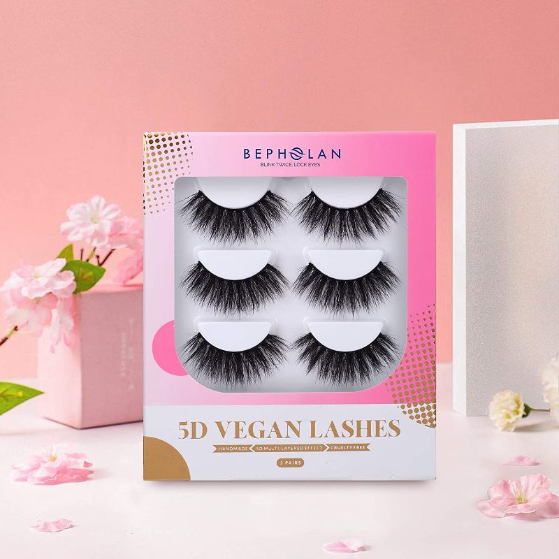 Photo 1 of BEPHOLAN 3 Pairs False Eyelashes|5D Multi-Layerd Effect Fake Eyelashes|100% Handmade & Cruelty Free|Super Light Comfortable To Wear|Vegan Lashes XMZ283
