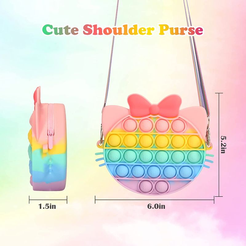 Photo 1 of Gifts for 7,8 Year Old Girls?Cat Pop Purse Gifts for Kids with Random Pop Keychain/Pop Bracelet Crossbody Bag Fidget Sensory Poppers Push Pop Bubble Stress Anxiety Relief Toys
