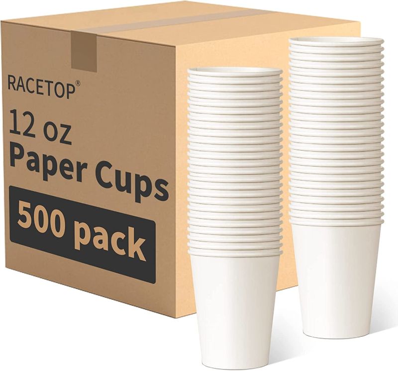 Photo 1 of [12 Oz 500 Pack] Paper Coffee Cups, Disposable Paper Cups, Hot Cups, Improved 12 oz Cup Body(white)
