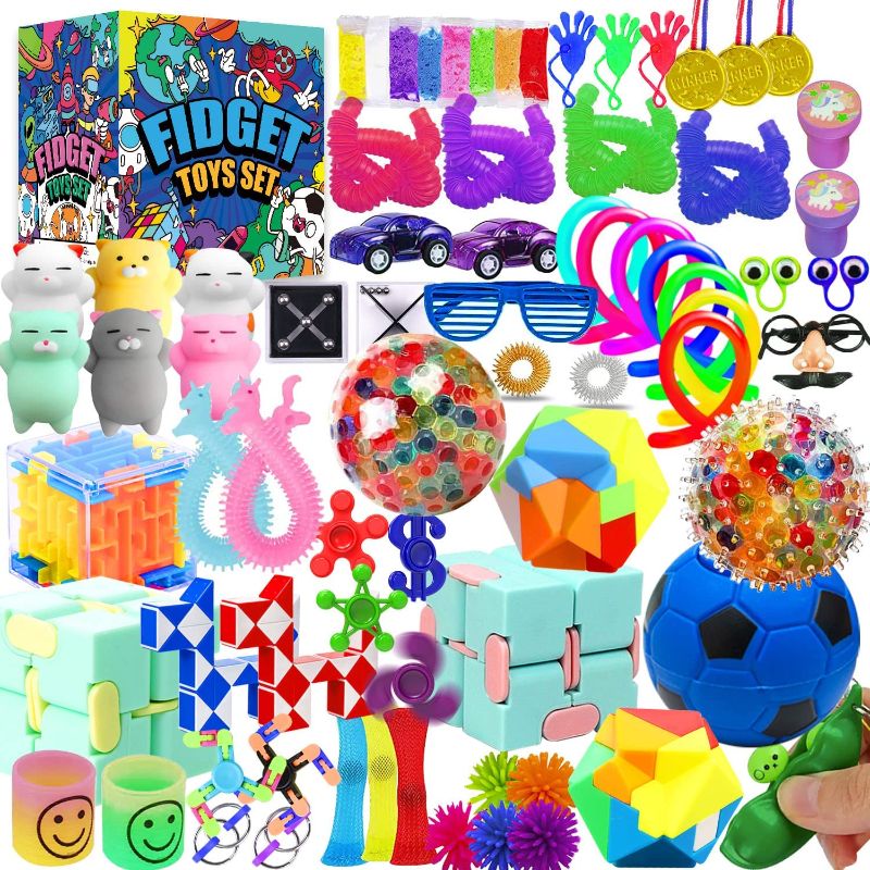 Photo 1 of 28 Pack Sensory Fidget Toys Set, Party Favor Christmas Toy Assortment, Birthday Party, School Classroom Rewards, Carnival Prizes, Pinata Fillers and Goodie Bags Fillers for ADHD Autism Stress Anxiety
 ONLY ABOUT 14 OR 15 PIECES NOT 28