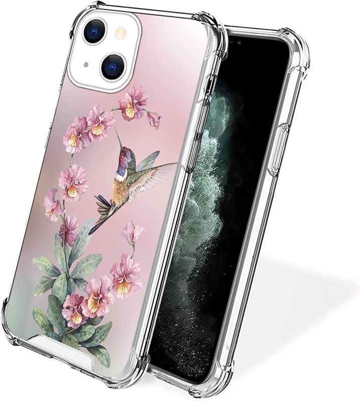 Photo 1 of EChaopeng Transparent Case for iPhone 13 Hummingbird Pink Flower Phone Cover Clear Silicone Protective Case for iPhone 13 Shock-Proof Four Corners Reinforced
