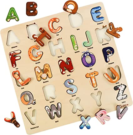 Photo 1 of 3 otters Kids Wooden Puzzles, Alphabet Toys for Toddlers 1-3, Wooden Jigsaw Puzzles
