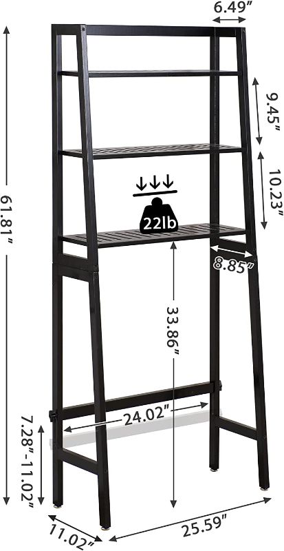 Photo 1 of  Toilet Storage Rack, 3 -Tier Over-The-Toilet Bathroom Spacesaver - 100% Wood and Easy to Assemble(Black)