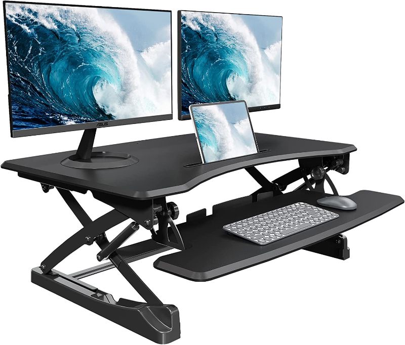 Photo 1 of Joy Seeker Stand up Desk Converter 35 Inches Height Adjustable Sit to Stand Desk Riser