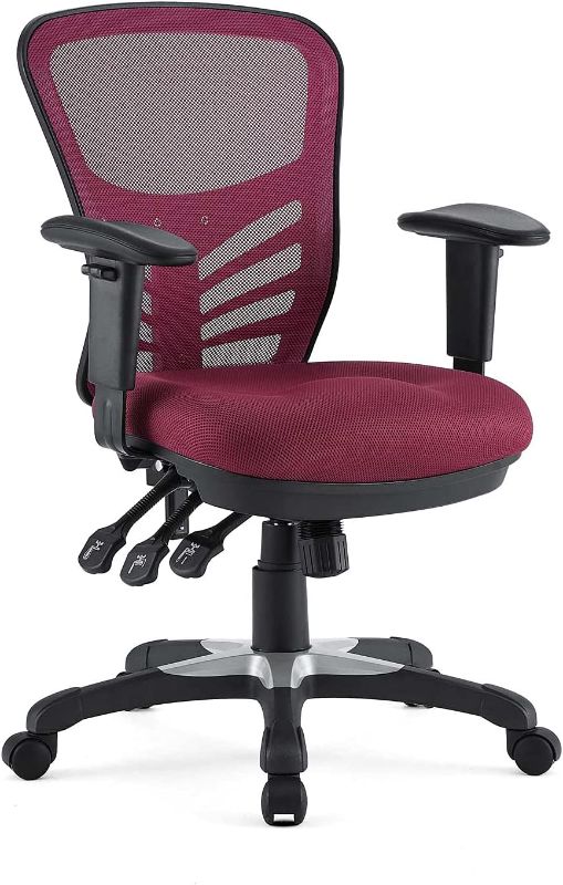 Photo 1 of Modway Articulate Ergonomic Mesh Office Chair in Red