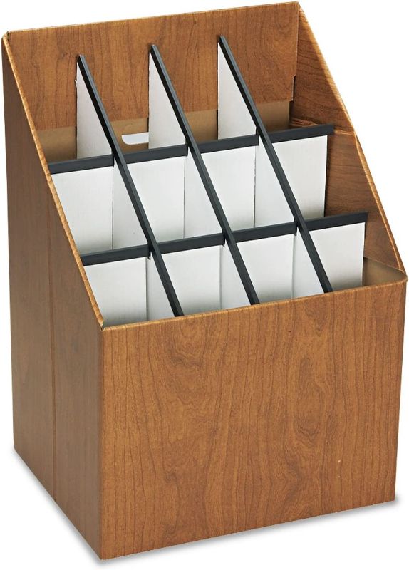 Photo 1 of 
Safco Products 3079 Vertical Roll File, 12 Compartment, Walnut
12 COMPARTMENTS - 12 square tube openings, reinforced with plastic molding, allow for snug and secure organization of roll files. Each compartment fits roll diameters up to 3 7/8".