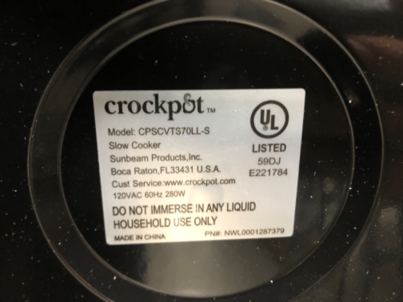 Photo 3 of Crockpot Portable 7 Quart Slow Cooker with Locking Lid and Auto Adjust Cook Time Technology, Stainless Steel
