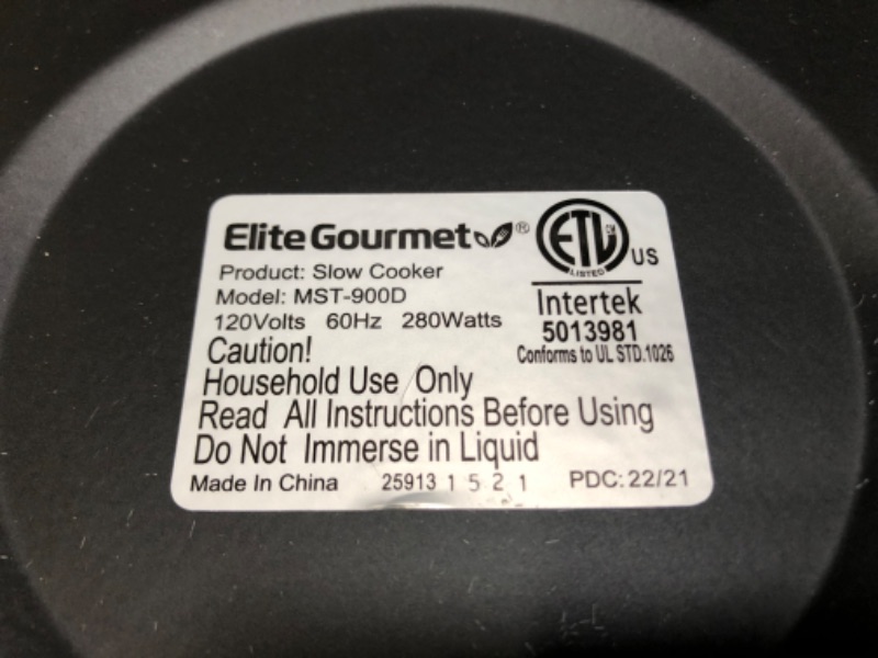 Photo 3 of Elite Gourmet MST-900D Digital Programmable Slow Cooker, 8.5Qt, Stainless Steel.