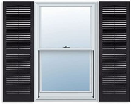 Photo 1 of 13 Inch x 65 Inch Standard Louver Exterior Vinyl Window Shutters, Black (Pair)
