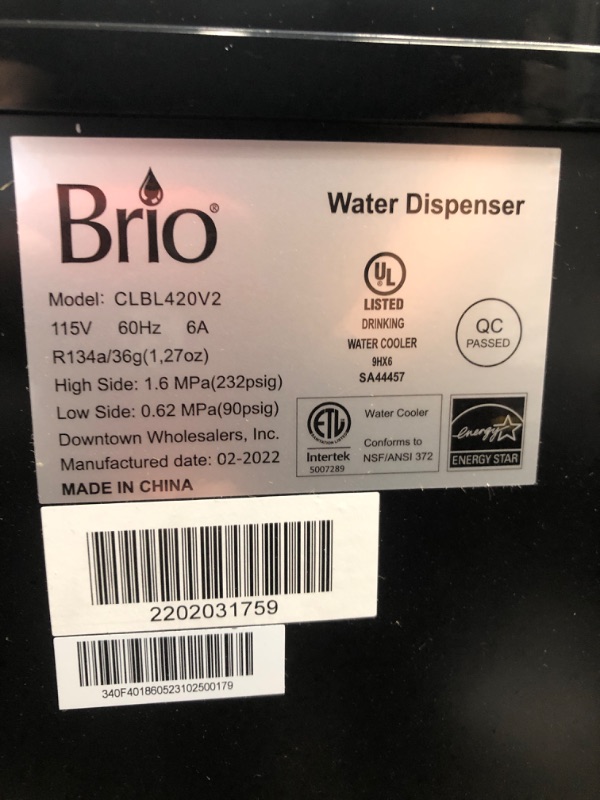 Photo 3 of ***COLD WATER NOT FUNCTIONAL*** Brio Bottom Loading Cooler Water Dispenser Essential Series