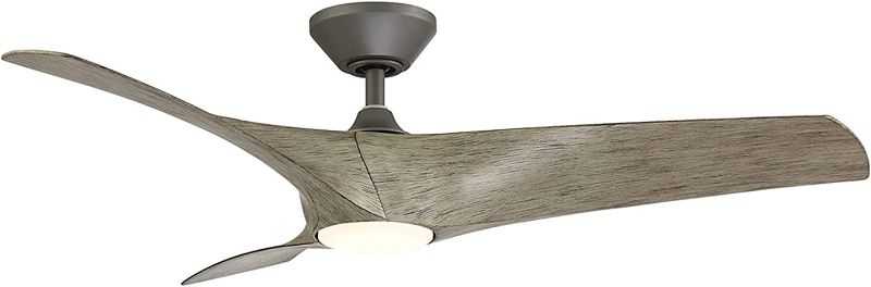 Photo 1 of Zephyr Smart Indoor and Outdoor 3-Blade Ceiling Fan 52in Graphite Weathered Wood with 3000K LED Light Kit and Remote Control works with Alexa, Google Assistant, Samsung Things, and iOS or Android App
