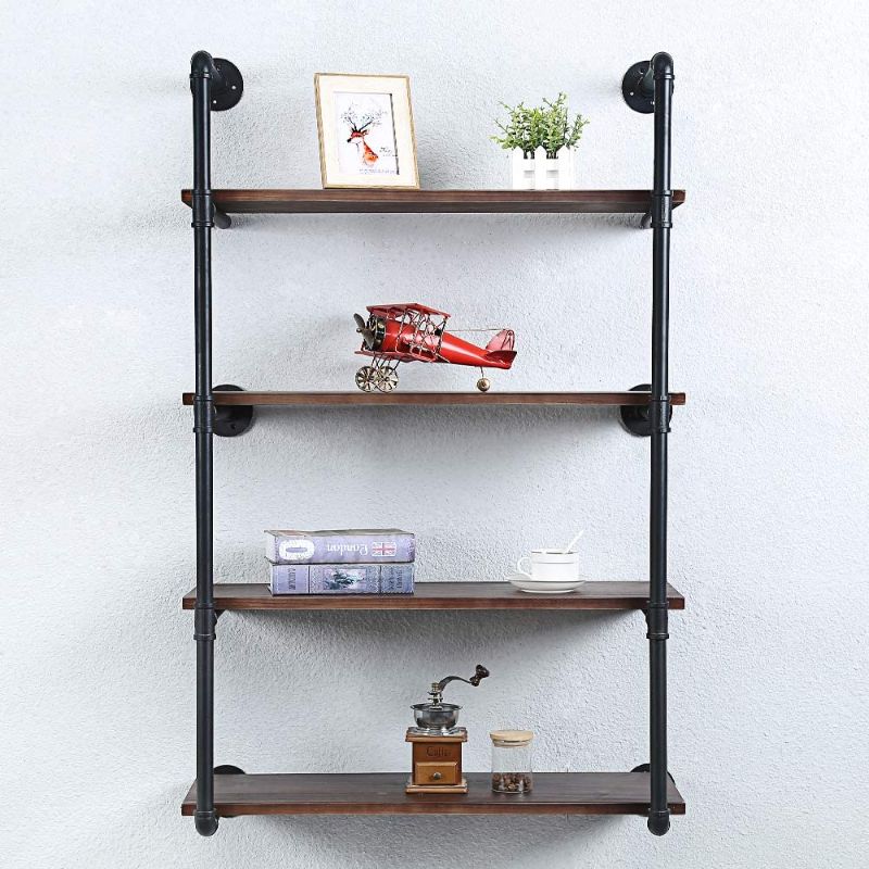 Photo 1 of 
Industrial Pipe Shelving Wall Mounted,30in Rustic Metal Floating Shelves,Steampunk Real Wood Book Shelves,Wall Shelf Unit Bookshelf Hanging Wall Shelves...WALNUT COLOR 