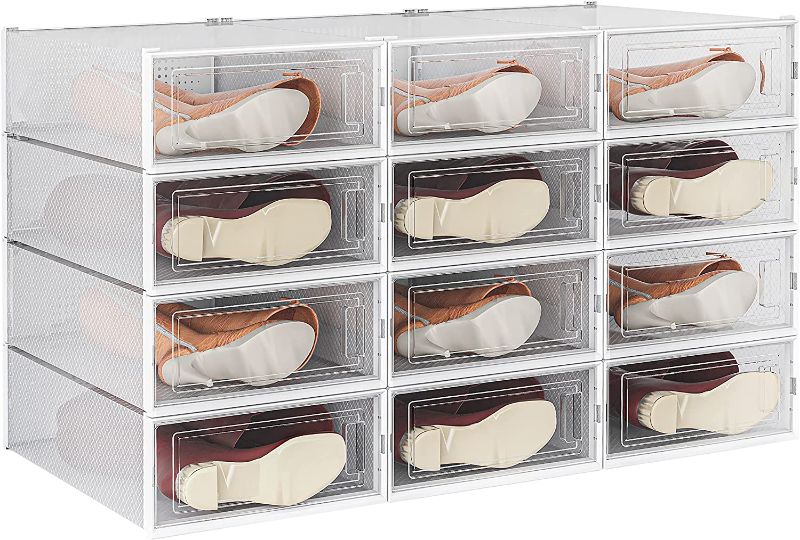 Photo 1 of  Stackable Boots Storage Box,8 Pack Foldable Boots Box Organizer and Storage Boots box Clear Plastic Storage Bins Shoe Container