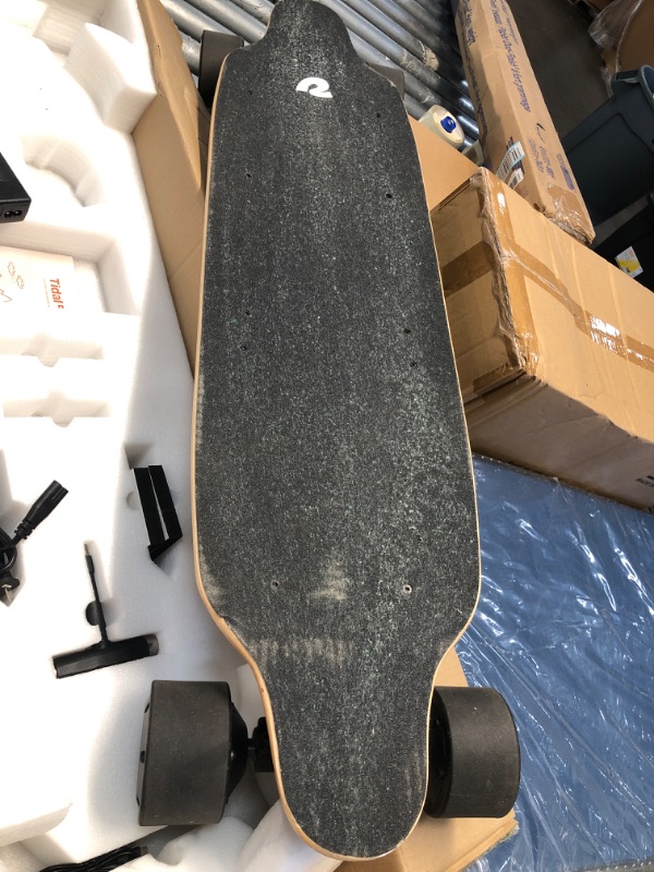 Photo 3 of Retrospec Tidal Rev / Tidal Rev Plus Electric Longboard with Wireless Remote 24/26mph 36.8”/36.8 Electronic Skateboard with 168W Motor & 12.5 Mile Range - 4 Speed E-Bike for Adults & Teens
