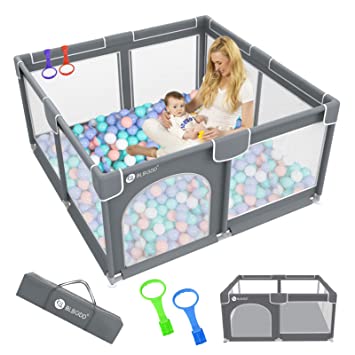 Photo 1 of Baby Playpen,59"x 59"Playpen for Babies, Large Baby Play Yards Indoor Sturdy Safety Playpen for Toddlers,No Gaps Baby Fence Play Area?Baby Gate Playpen (Gray)
