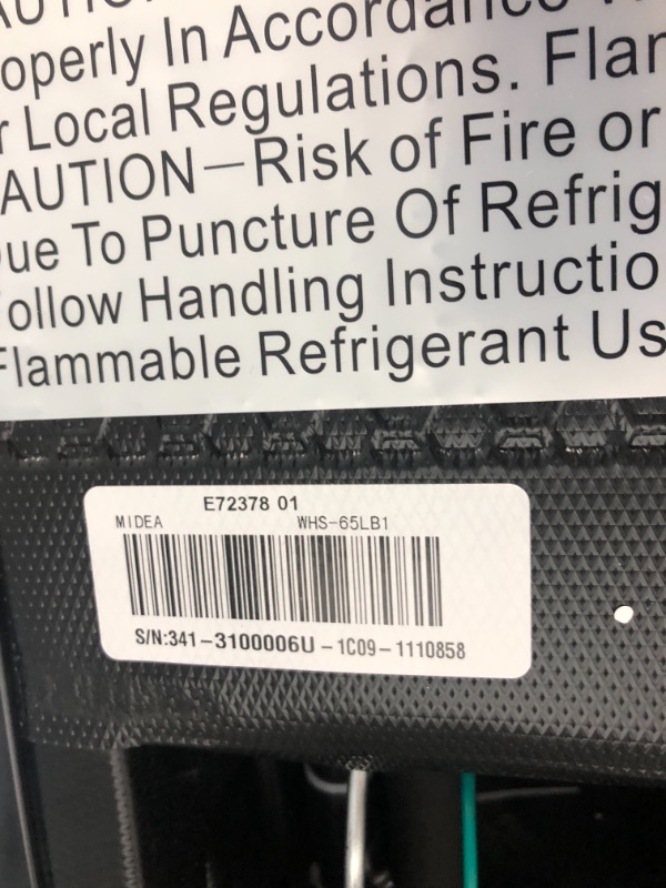 Photo 1 of *PART ONLY* Midea WHS-65LB1 Compact Single Reversible Door Refrigerator, 1.6 Cubic Feet(0.045 Cubic Meter), Black