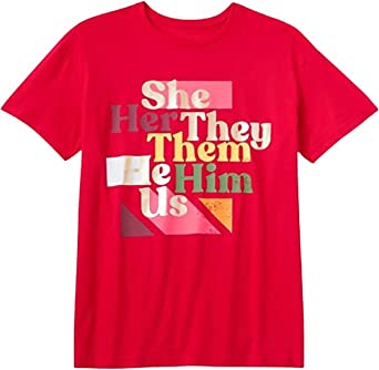 Photo 1 of Pride Adult Pronouns Short Sleeve T-Shirt - Red 
Size XXL