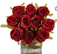 Photo 1 of  Roses Artificial Flowers - 10 PCS Silk Artificial Roses with Stems