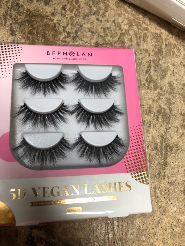 Photo 2 of BEPHOLAN 5D False Eyelashes, Pack of 3 Pairs Black 
